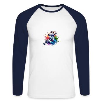 Coole Ziege Spielt Klarinette Musik Band - Unisex Baseballshirt langarm - Weiß/Navy - Vorne - Nik (191cm)