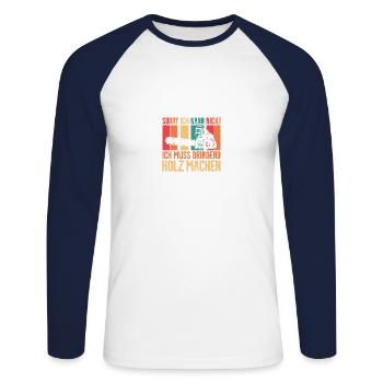 Must make wood urgently Forester Men - Unisex Long Sleeve Baseball T-Shirt - white/navy - Front - Nik (191cm)