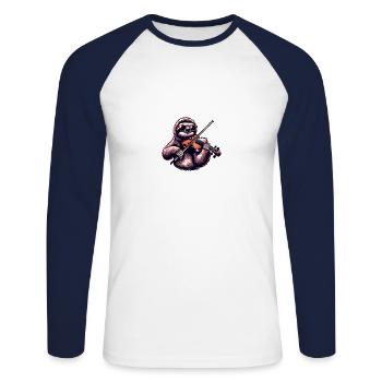 Cool paresseux Violoniste Musique classique - T-shirt baseball manches longues Homme - blanc/marine - Devant - Nik (191cm)