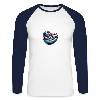 Conception de joueur de football paresseux cool - T-shirt baseball manches longues Homme - blanc/marine - Devant - Nik (191cm)