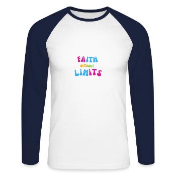 Foi sans limites Flower Power Design - T-shirt baseball manches longues Homme - blanc/marine - Devant - Nik (191cm)