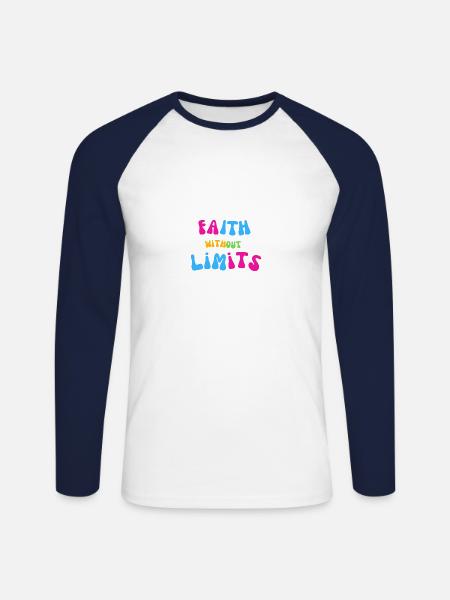 Faith Without Limits Flower Power Design - Unisex Long Sleeve Baseball T-Shirt - white/navy