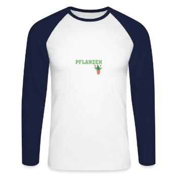 Les plantes vont toujours jardinier dictons mesdames - T-shirt baseball manches longues Homme - blanc/marine - Devant - Nik (191cm)