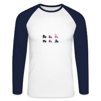 Different types of roller skating Roller skating 80s - Unisex Long Sleeve Baseball T-Shirt - white/navy - Front - Nik (191cm)