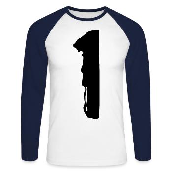 1 Zahl Trikot - Unisex Baseballshirt langarm - Weiß/Navy - Vorne - Nik (191cm)