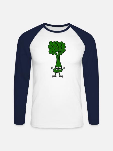 Broccoli Comic - Unisex Long Sleeve Baseball T-Shirt - white/navy