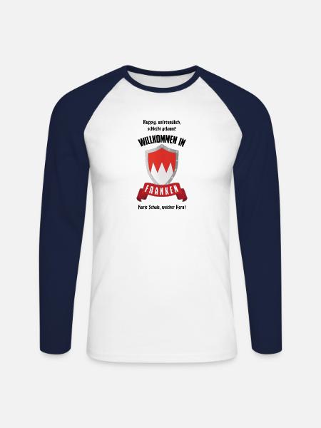Willkommen in Franken! - Unisex Baseballshirt langarm - Weiß/Navy