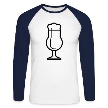 Bière - T-shirt baseball manches longues Homme - blanc/marine - Devant - Nik (191cm)