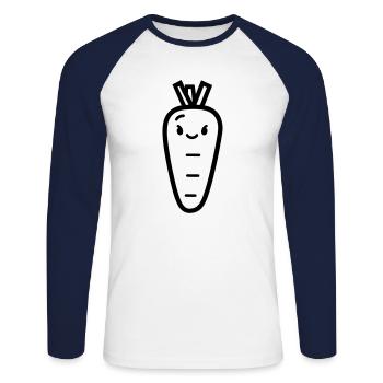 Karotte - Unisex Baseballshirt langarm - Weiß/Navy - Vorne - Nik (191cm)