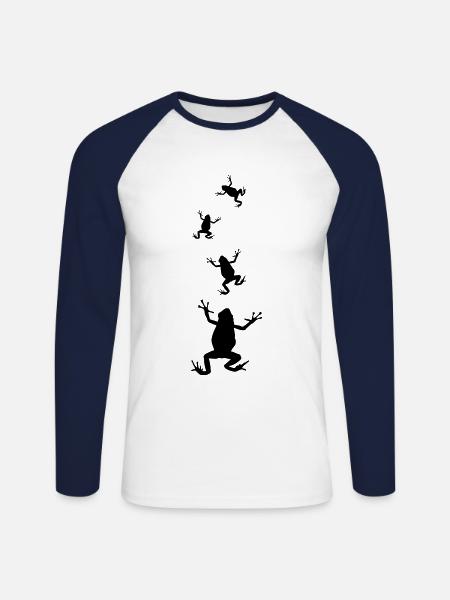 frog silhouette frogs toad - Unisex Long Sleeve Baseball T-Shirt - white/navy