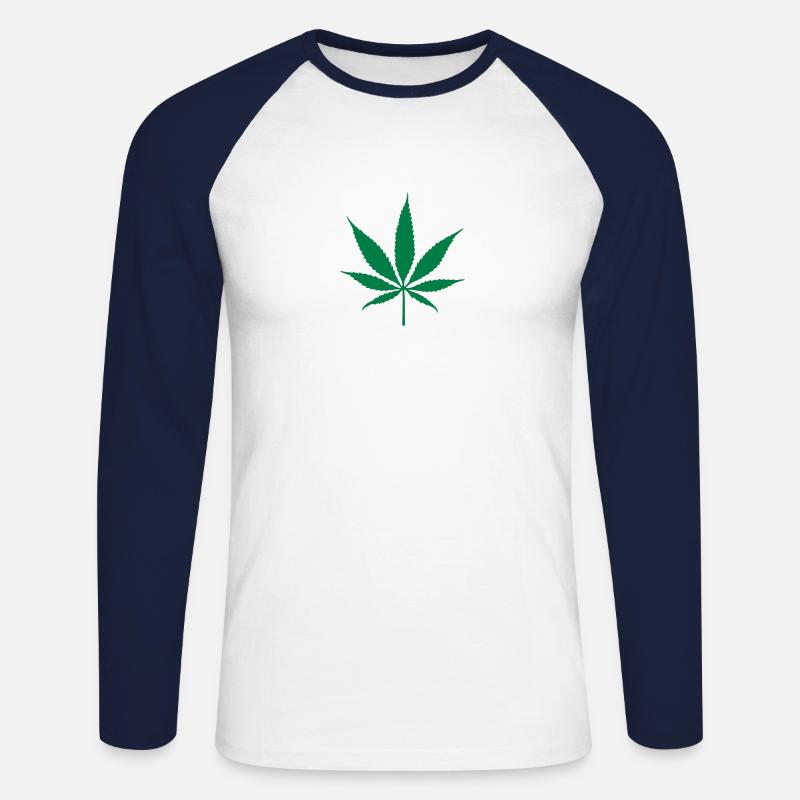 weed leaf - Unisex Baseballshirt langarm - Weiß/Navy