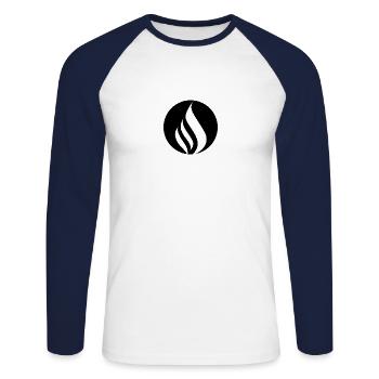 Flamme - T-shirt baseball manches longues Homme - blanc/marine - Devant - Nik (191cm)