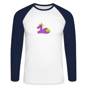 Two with crown and blossom - Unisex Long Sleeve Baseball T-Shirt - white/navy - Front - Nik (191cm)