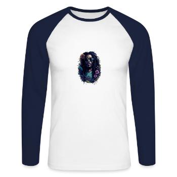 BOB Enchanting Melodies - Unisex Baseballshirt langarm - Weiß/Navy - Vorne - Nik (191cm)