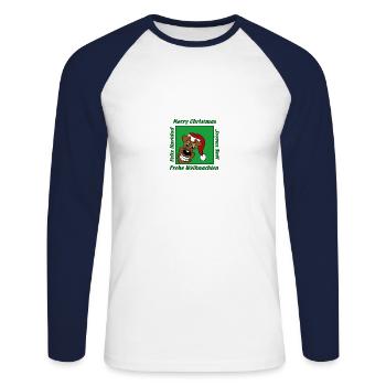 Irish Terrier Weihnacht - Unisex Baseballshirt langarm - Weiß/Navy - Vorne - Nik (191cm)