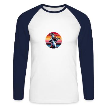 Coole Ziege Spielt Violine Auf Der Farm - Unisex Baseballshirt langarm - Weiß/Navy - Vorne - Nik (191cm)
