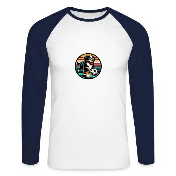 Bernese Mountain Dog Soccer Player Champion Fan - Unisex Long Sleeve Baseball T-Shirt - white/navy - Front - Nik (191cm)
