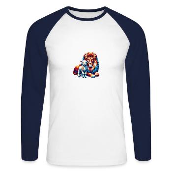 Christliche Kleidung Löwe Und Lamm - Unisex Baseballshirt langarm - Weiß/Navy - Vorne - Nik (191cm)