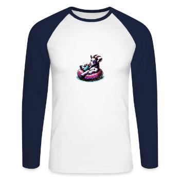Lustige Ziege Tierliebhaber Bauernhof Design - Unisex Baseballshirt langarm - Weiß/Navy - Vorne - Nik (191cm)