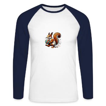 Volleyball Squirrel Nuts Animal Lover - Unisex Long Sleeve Baseball T-Shirt - white/navy - Front - Nik (191cm)