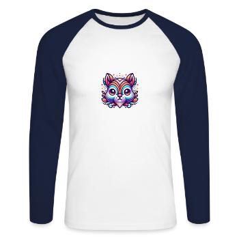 Colorful Squirrel Nuts Animal Lover - Unisex Long Sleeve Baseball T-Shirt - white/navy - Front - Nik (191cm)