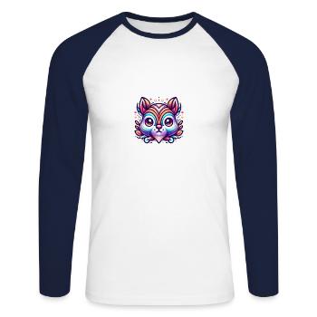 Colorful Squirrel Nuts Animal Lover - Unisex Long Sleeve Baseball T-Shirt - white/navy - Front - Nik (191cm)