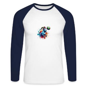 Soccer Goat Champion Player Design - Unisex Long Sleeve Baseball T-Shirt - white/navy - Front - Nik (191cm)