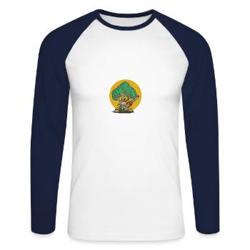 Official Wood Mach Shirt Forstwirt Men - Unisex Long Sleeve Baseball T-Shirt - white/navy - Front - Nik (191cm)