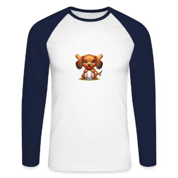 Mignon teckel Batte de baseball Sports de baseball - T-shirt baseball manches longues Homme - blanc/marine - Devant - Nik (191cm)