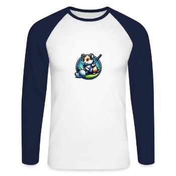 Conception de golfeur bouvier bernois drôle - T-shirt baseball manches longues Homme - blanc/marine - Devant - Nik (191cm)