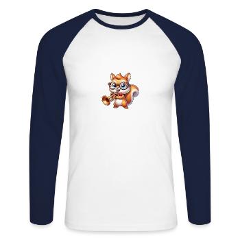 Cute squirrel with trumpet - Unisex Long Sleeve Baseball T-Shirt - white/navy - Front - Nik (191cm)