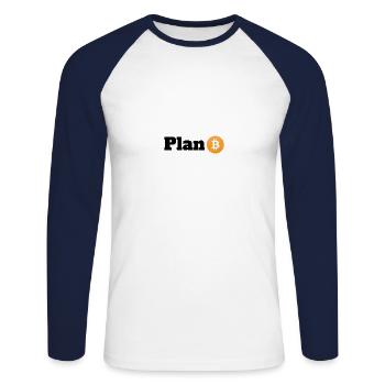 Plan B - T-shirt baseball manches longues Homme - blanc/marine - Devant - Nik (191cm)