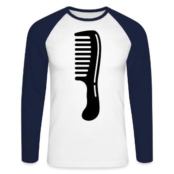 Comb hairdresser icon - Unisex Long Sleeve Baseball T-Shirt - white/navy - Front - Nik (191cm)