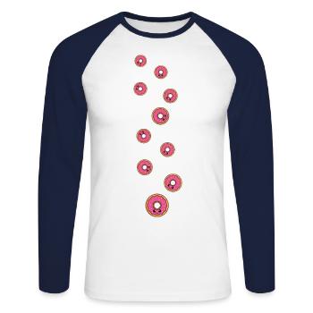 Bande dessinée Donut - T-shirt baseball manches longues Homme - blanc/marine - Devant - Nik (191cm)