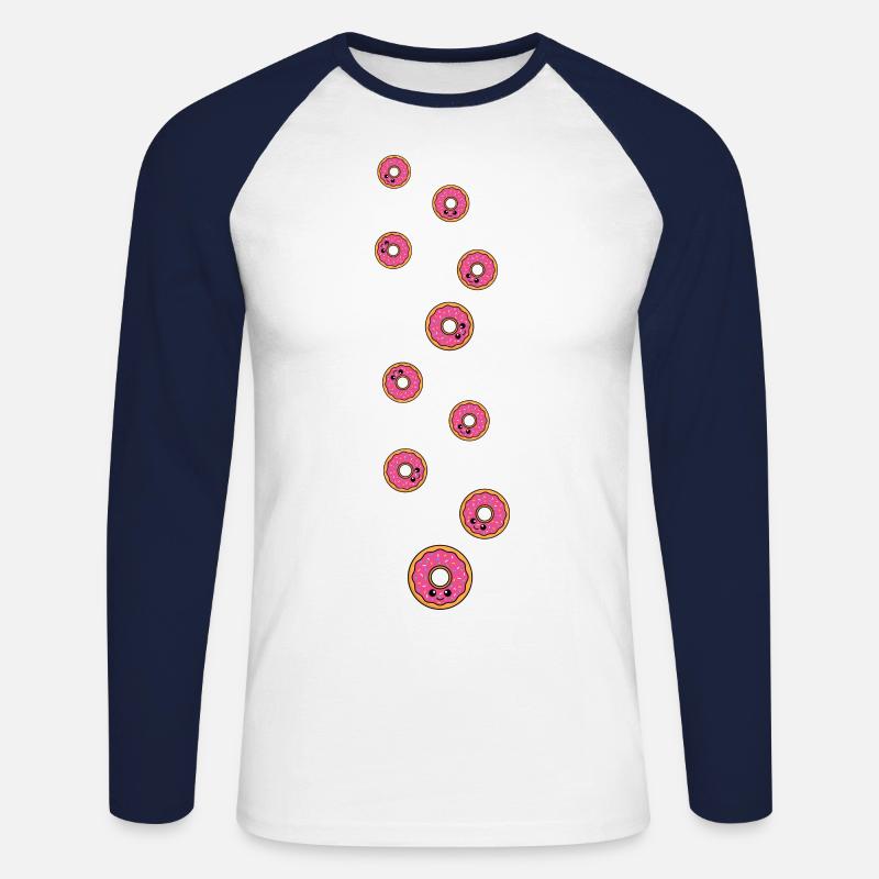 Donut Comic - Unisex Baseballshirt langarm - Weiß/Navy