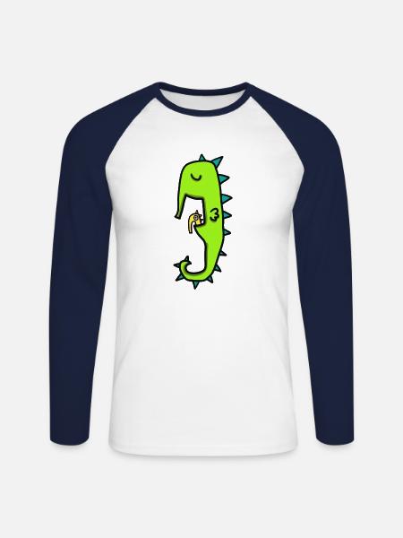 Seepferdchen mit Baby - Unisex Baseballshirt langarm - Weiß/Navy