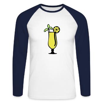verre apero citron cocktail 1 - T-shirt baseball manches longues Homme - blanc/marine - Devant - Nik (191cm)