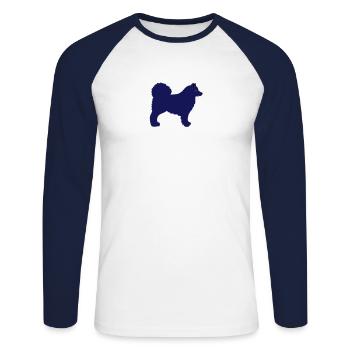 Samojede - T-shirt baseball manches longues Homme - blanc/marine - Devant - Nik (191cm)