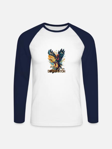 Werte mit Tieren: Entschlossenheit - Unisex Baseballshirt langarm - Weiß/Navy