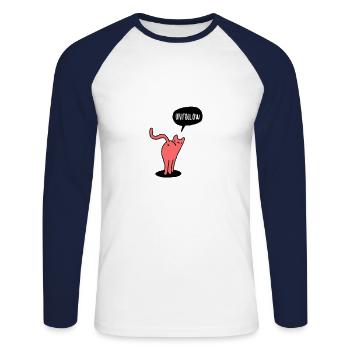 UNFOLLOW CAT - Unisex Long Sleeve Baseball T-Shirt - white/navy - Front - Nik (191cm)