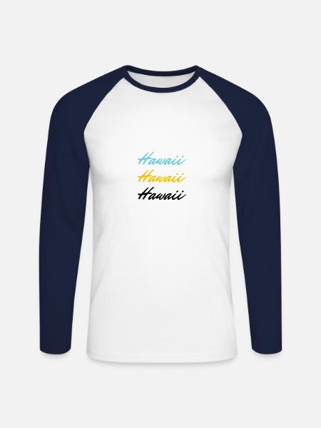 Hawaii farbig - Unisex Baseballshirt langarm - Weiß/Navy