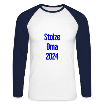 Stolze Oma 2024 – Perfekt für frischgebackene Omas - Unisex Baseballshirt langarm - Weiß/Navy - Vorne - Nik (191cm)