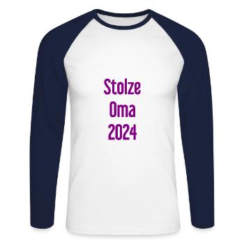 Stolze Oma 2024 – Perfekt für frischgebackene Omas - Unisex Baseballshirt langarm - Weiß/Navy - Vorne - Nik (191cm)