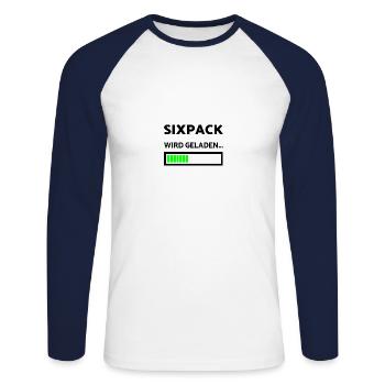 Sixpack wird geladen Sport Lustiges Training - Unisex Baseballshirt langarm - Weiß/Navy - Vorne - Nik (191cm)