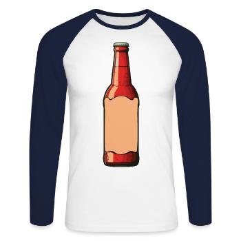 Beer Bottle Beer Drinking Symbol - Unisex Long Sleeve Baseball T-Shirt - white/navy - Front - Nik (191cm)