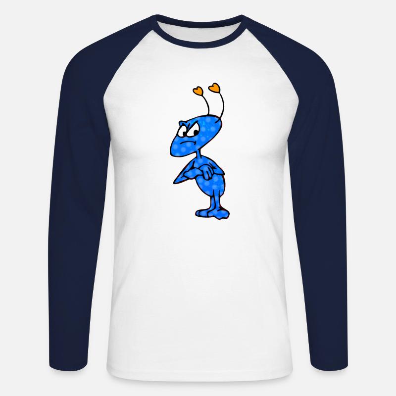 Mag-Mich-Männchen - Unisex Baseballshirt langarm - Weiß/Navy