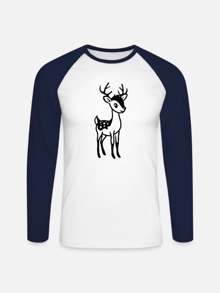 Deer - Unisex Long Sleeve Baseball T-Shirt - white/navy