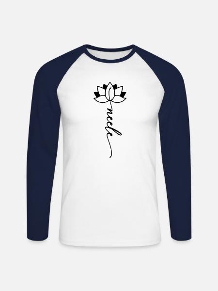 Neele Name Blumenschrift - Unisex Baseballshirt langarm - Weiß/Navy
