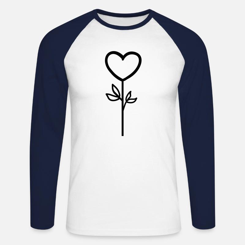 Rosa Blume - Unisex Baseballshirt langarm - Weiß/Navy