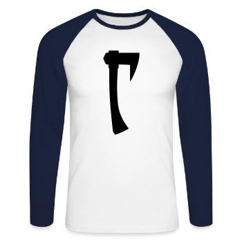 Axt - Unisex Baseballshirt langarm - Weiß/Navy - Vorne - Nik (191cm)